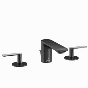 Picture of 3-Hole Basin Mixer with Popup Waste System - Lever: Black Chrome | Body: Black Matt
