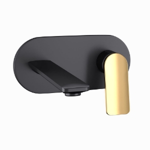 Picture of Exposed Parts of Single Lever Built-in In-wall Manual Valve - Lever: Gold Matt PVD | Body: Black Matt