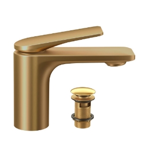 Picture of Single lever basin mixer with click clack waste - Gold Matt PVD
