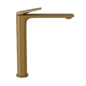 Picture of Single Lever High Neck Basin Mixer - Lever: Gold Bright PVD | Body: Gold Matt PVD