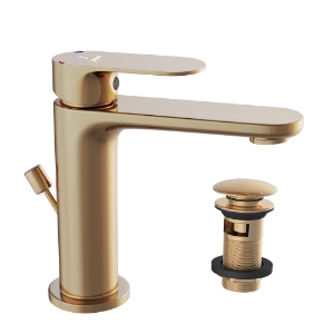 Picture of Single Lever Basin Mixer with click clack waste - Auric Gold