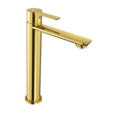 Picture of Single Lever High Neck Basin Mixer - Gold Bright PVD